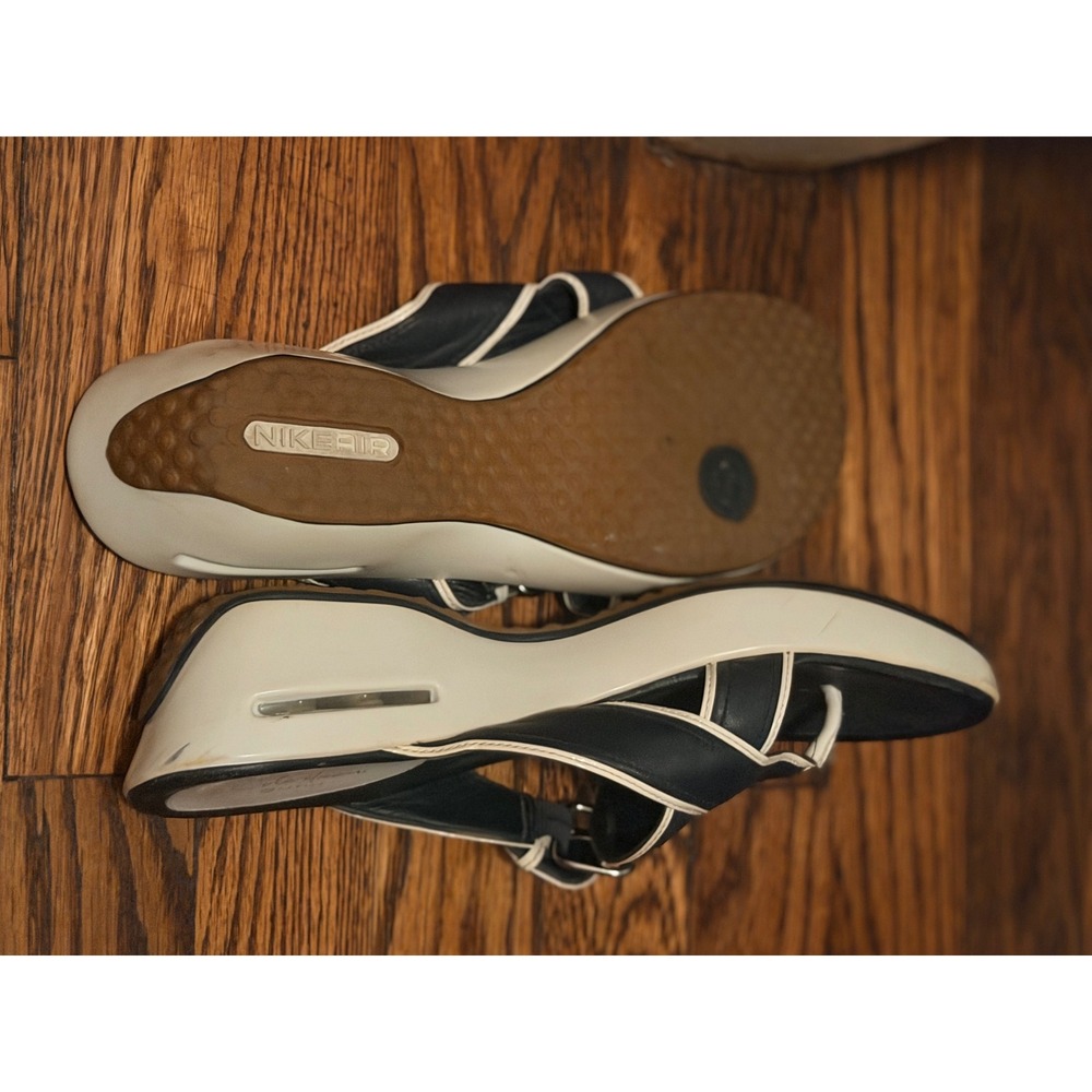 Cole Haan G Series Sandals Women Navy Blue Good Nike Air Wedge Thong Buckle - Picture 6 of 8
